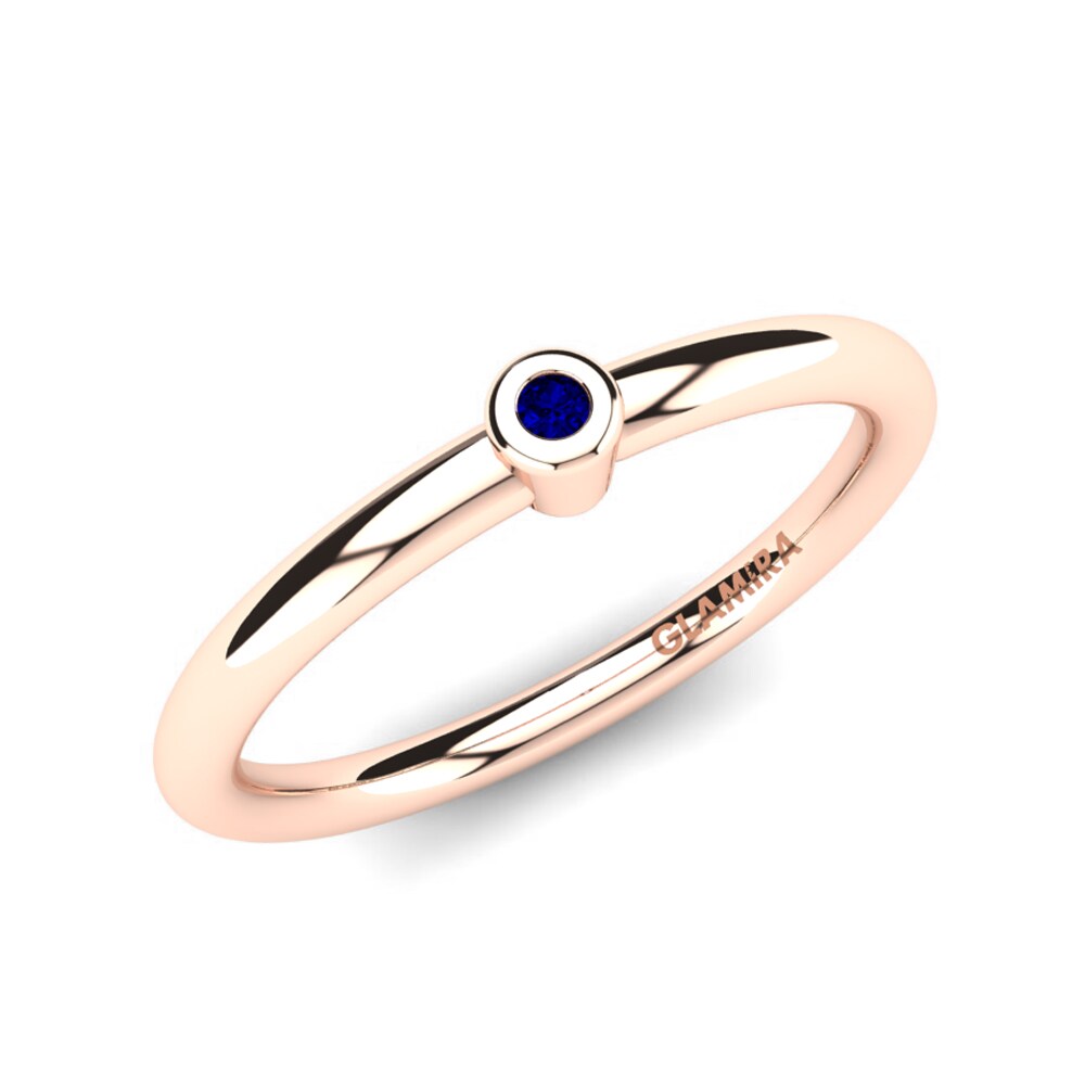14k Oro Rosa Circonita Azul Oscuro Anillo Theora