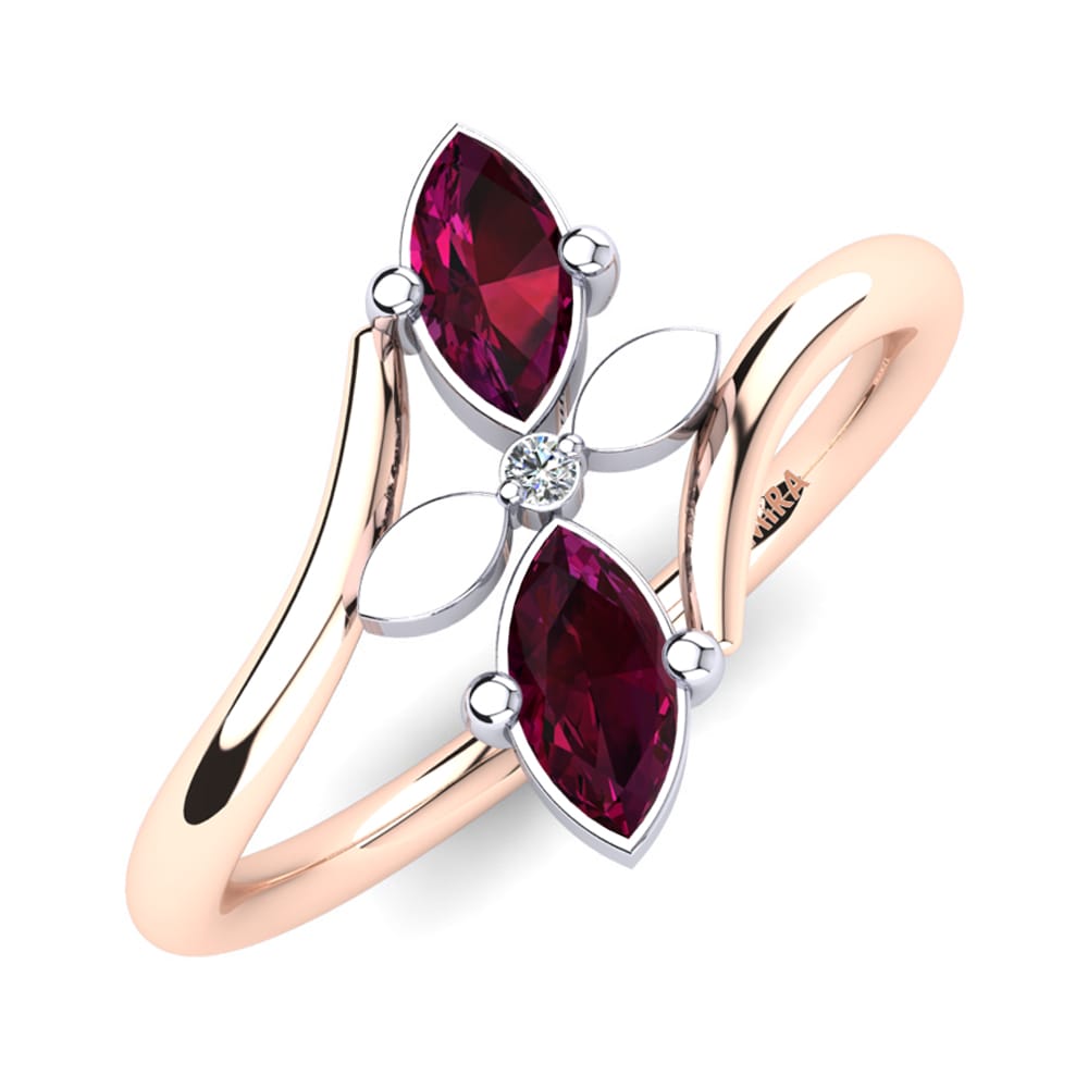 9ct Rose & White Gold Rhodolite Garnet Ring Tinka