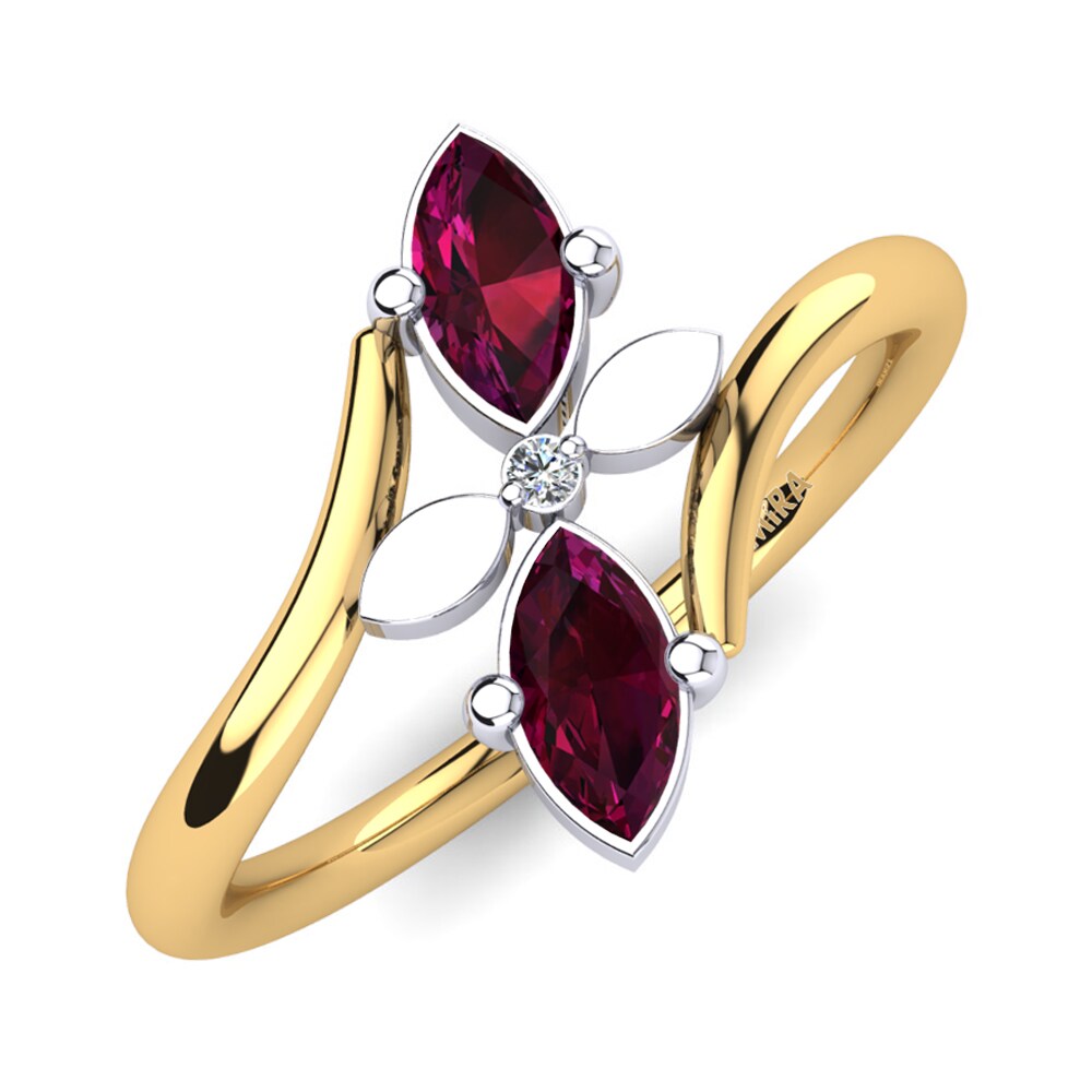 9ct Yellow & White Gold Rhodolite Garnet Ring Tinka