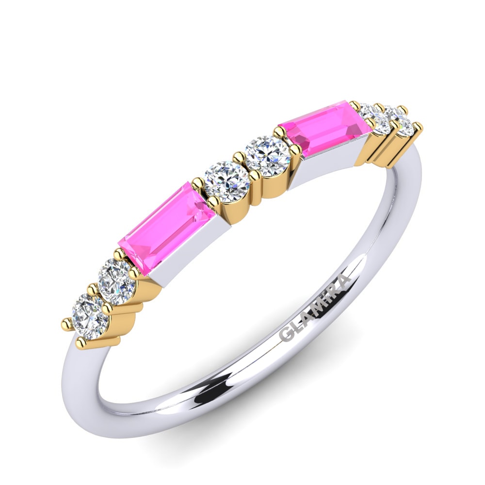 Or Blanc & Jaune 14k Tourmaline Rose Bague Tortilla