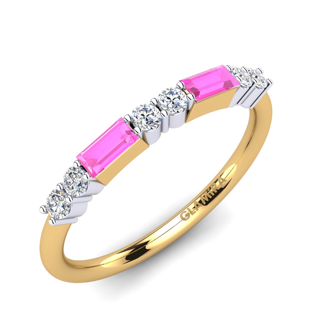 Or Jaune & Blanc 14k Tourmaline Rose Bague Tortilla