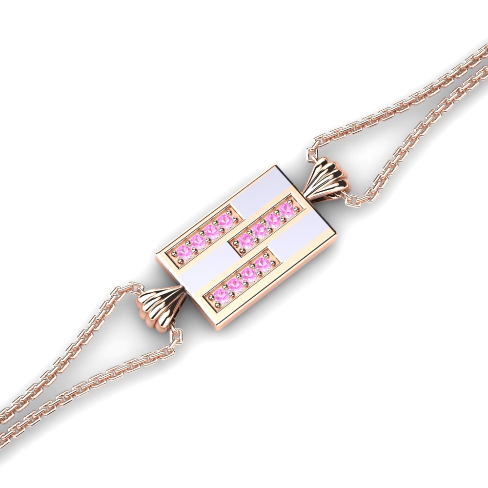 9ct Rose & White Gold Pink Tourmaline Women's Bracelet Vignetta