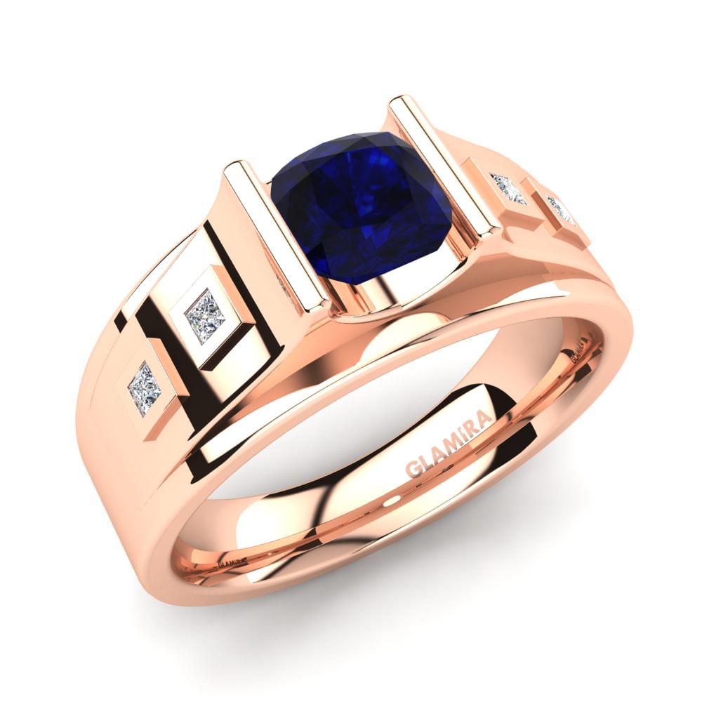 Oro Rosso 585 Zaffiro Anello da uomo Vito