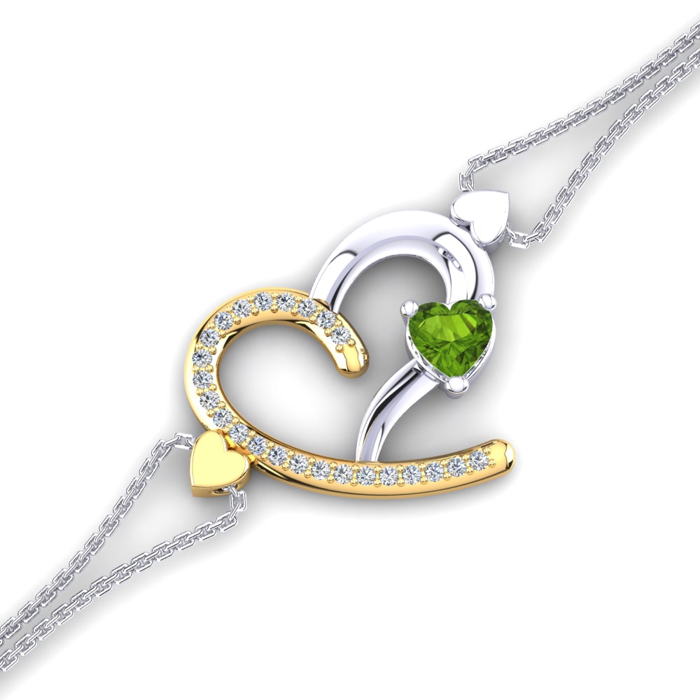 9ct White & Yellow Gold Peridot Women's Bracelet Ladan