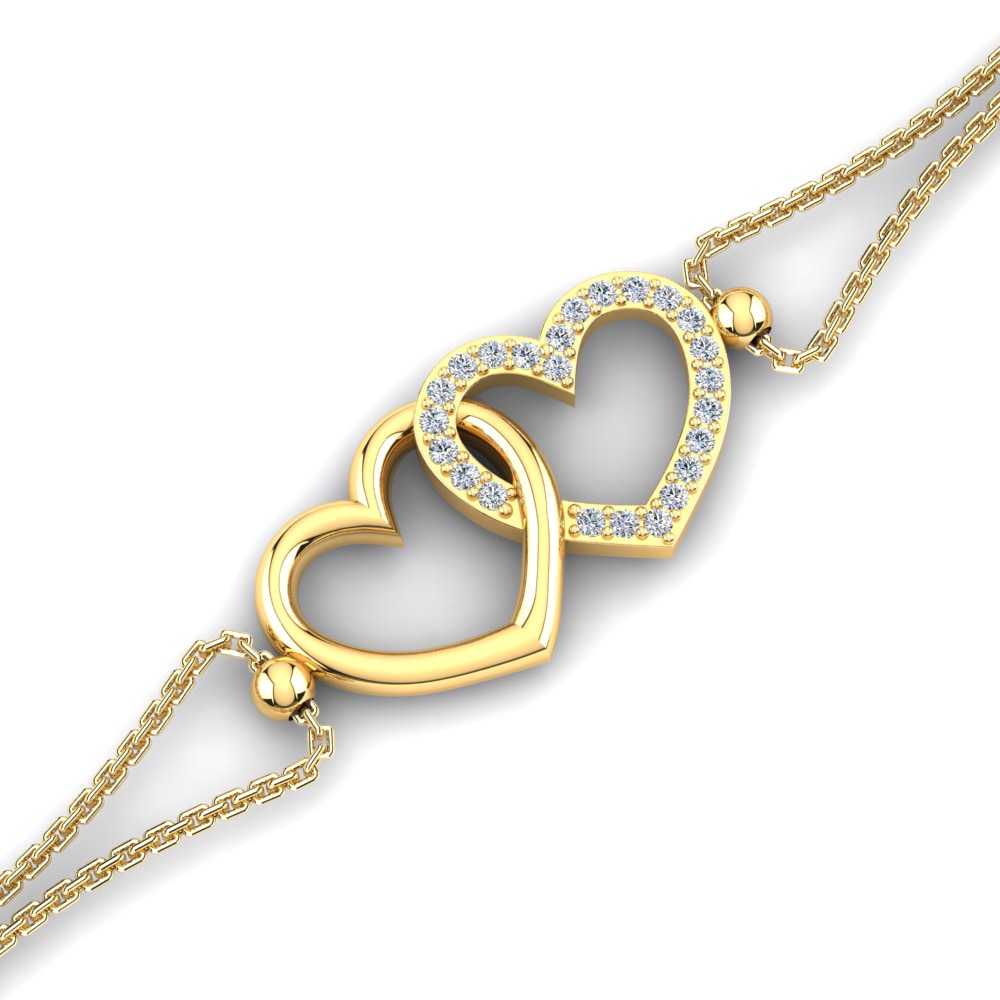 9k Oro Amarillo Diamante cultivado en laboratorio Pulsera de Mujer Lounas