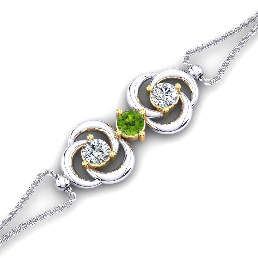 9ct White & Yellow Gold Peridot Women's Bracelet Sycamore