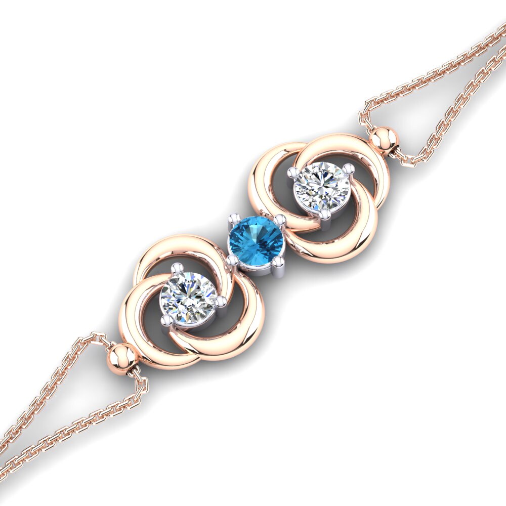 9ct Rose & White Gold Blue Topaz Women's Bracelet Sycamore