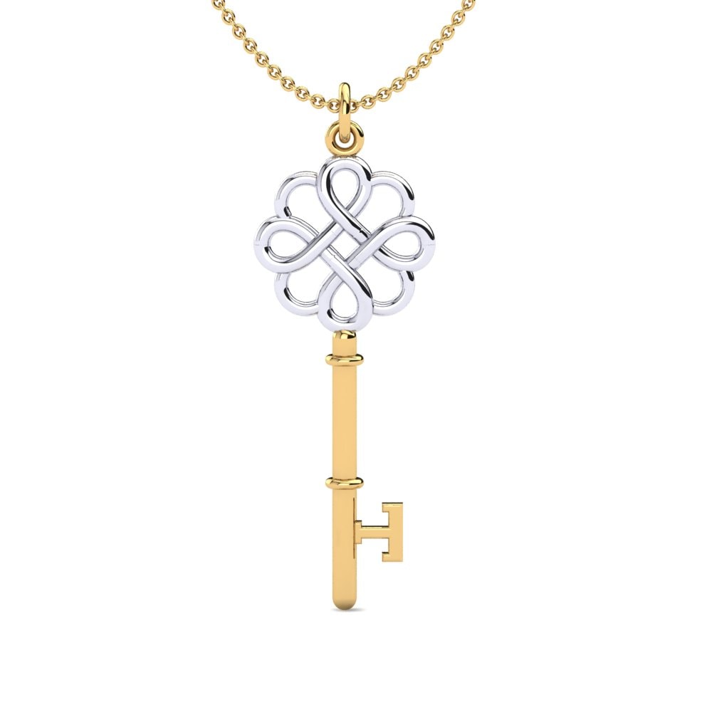 Keys 18k Yellow & White Gold Plain Design Necklaces