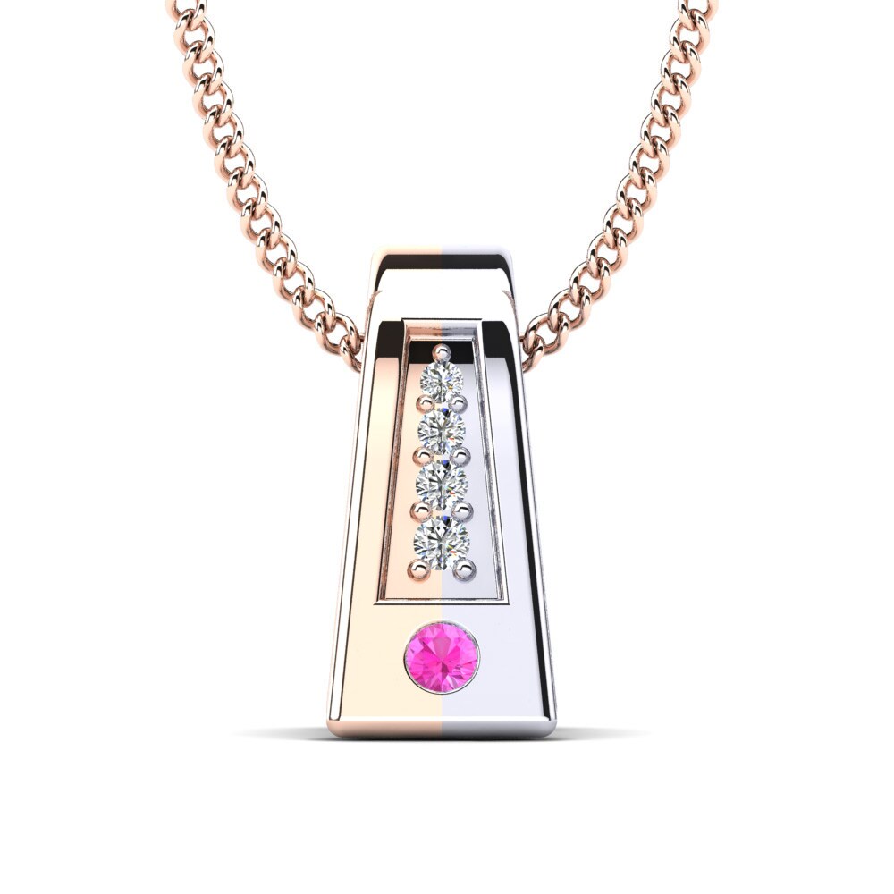 9k Oro Rosa & Blanco Turmalina rosa Colgante de Mujer Yensia