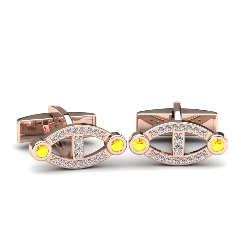 14ct Rose Gold Citrine Cufflink Zackarias