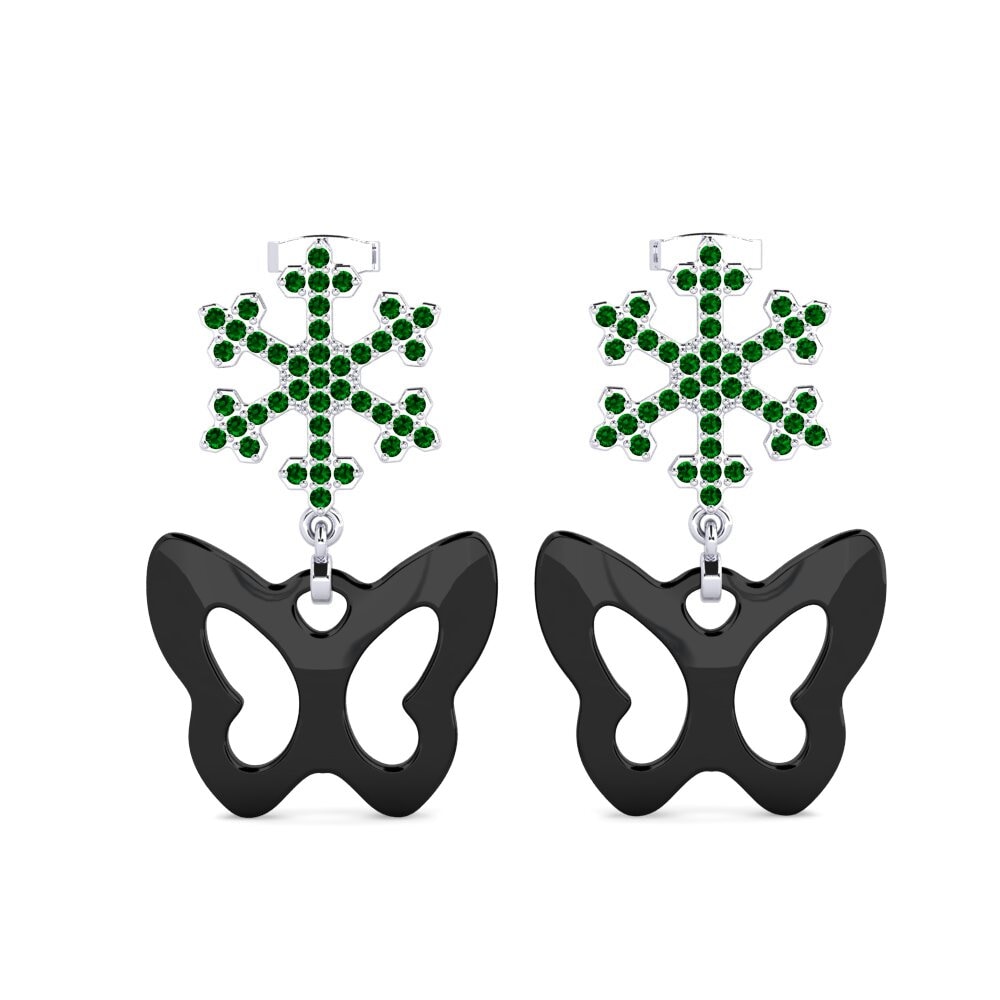 950 Platinum Green Zirconia Women's Earring Aaraa