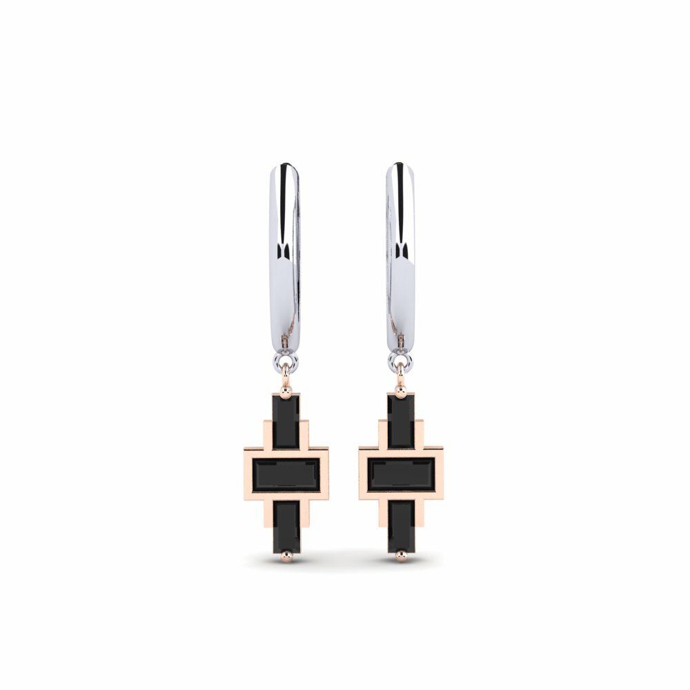 14k White & Rose Gold Black Onyx Women's Earring Nebiah