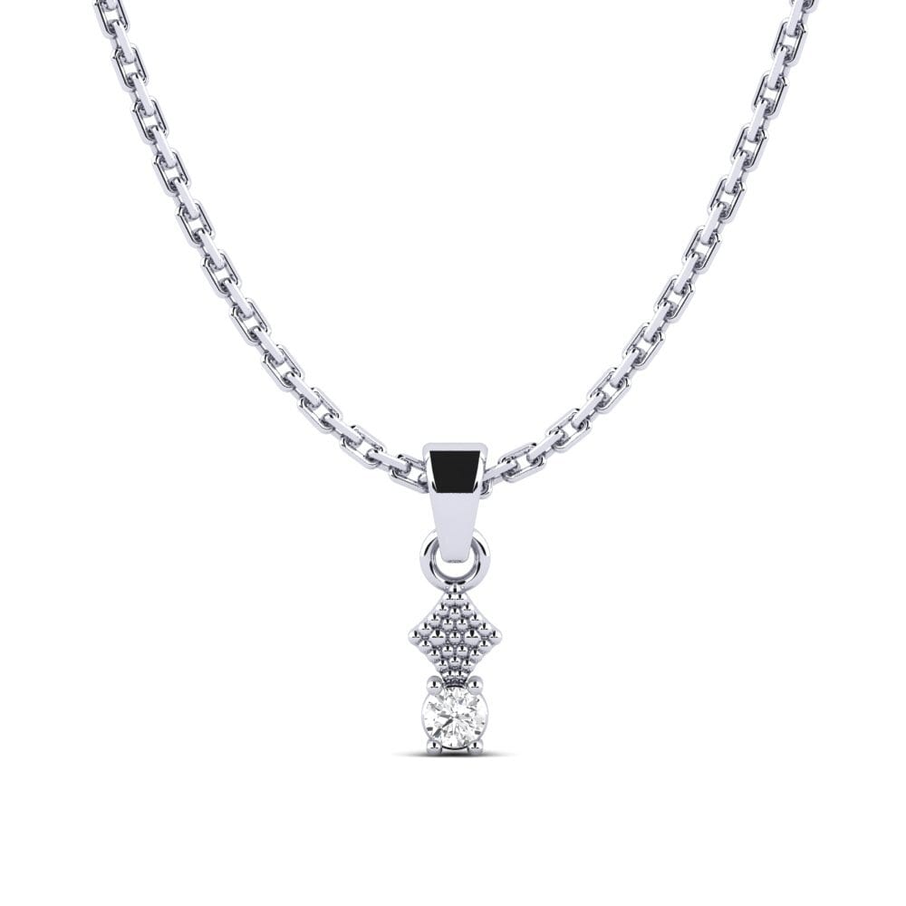Plata 925 Zafiro blanco Colgante de Mujer Abariss