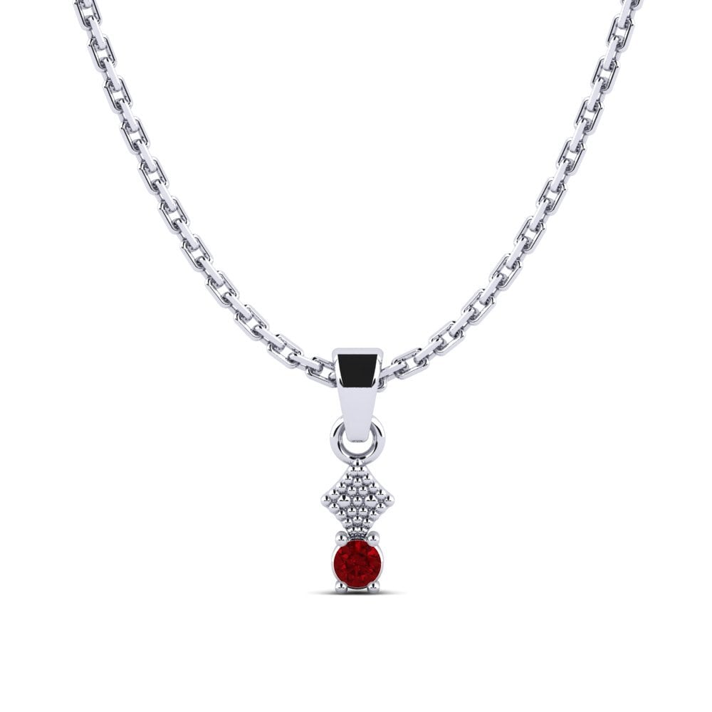 Platino 950 Circonita Roja Colgante de Mujer Abariss