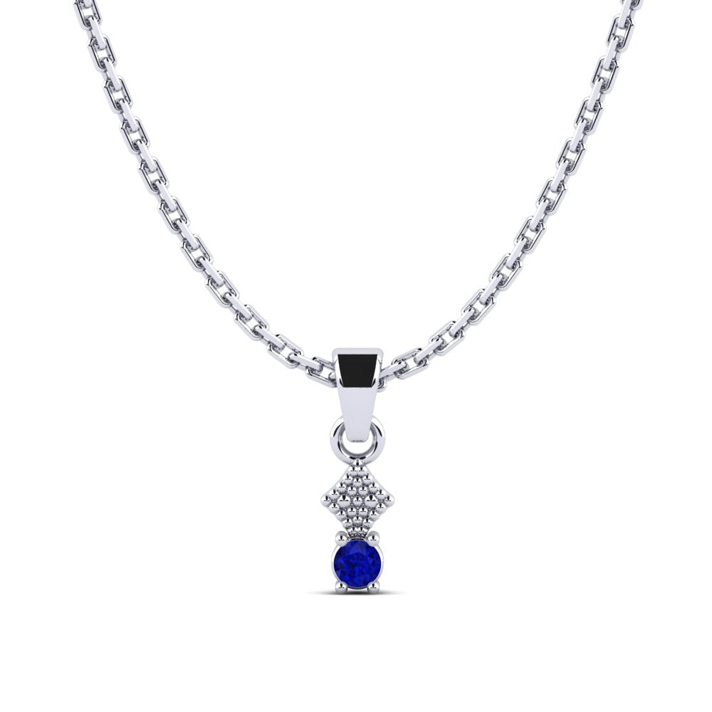 18k Oro Blanco Zafiro Colgante de Mujer Abariss