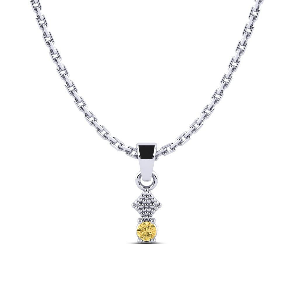 Paladio 950 Diamante Amarillo Colgante de Mujer Abariss