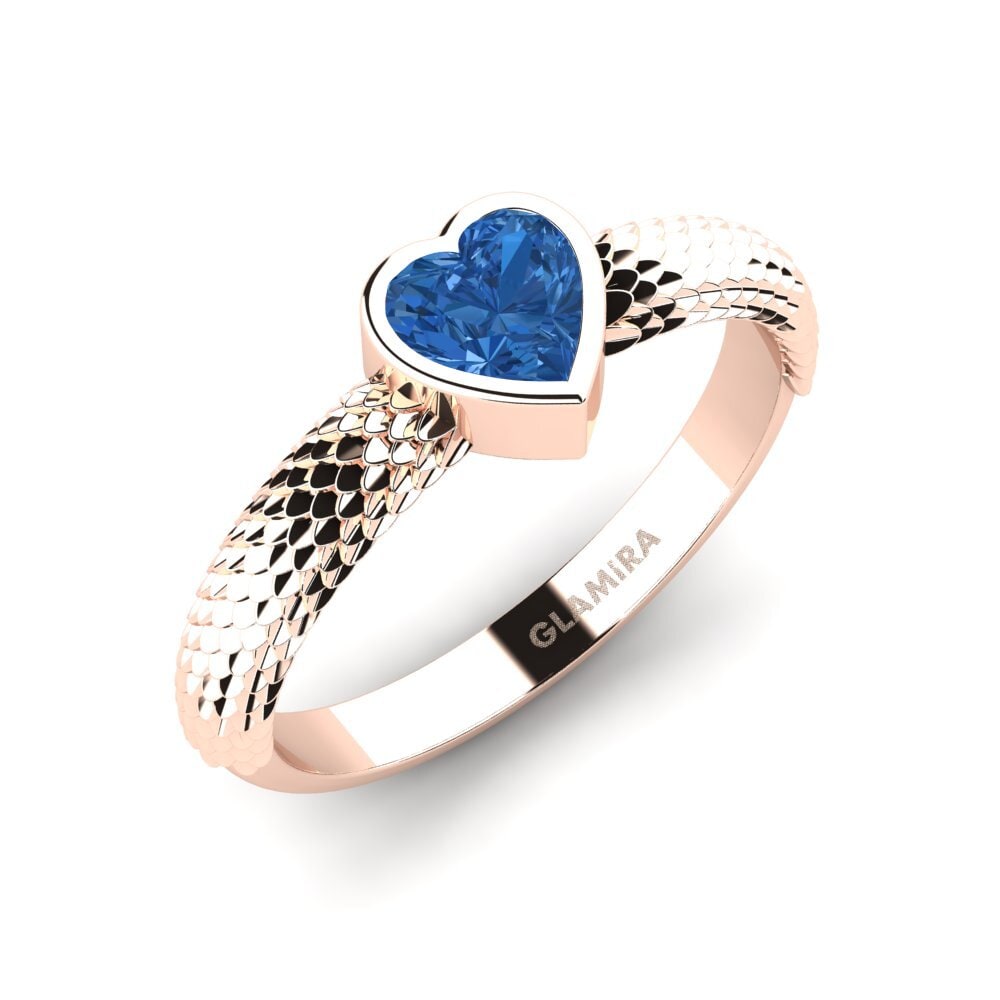 14K Rood Goud Donker Blauwe Zirkoon Dames Ring Abbacy