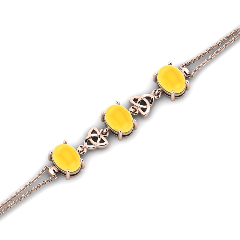 9k Oro Rosa Citrino Cabujón Pulsera de Mujer Abbellirsi