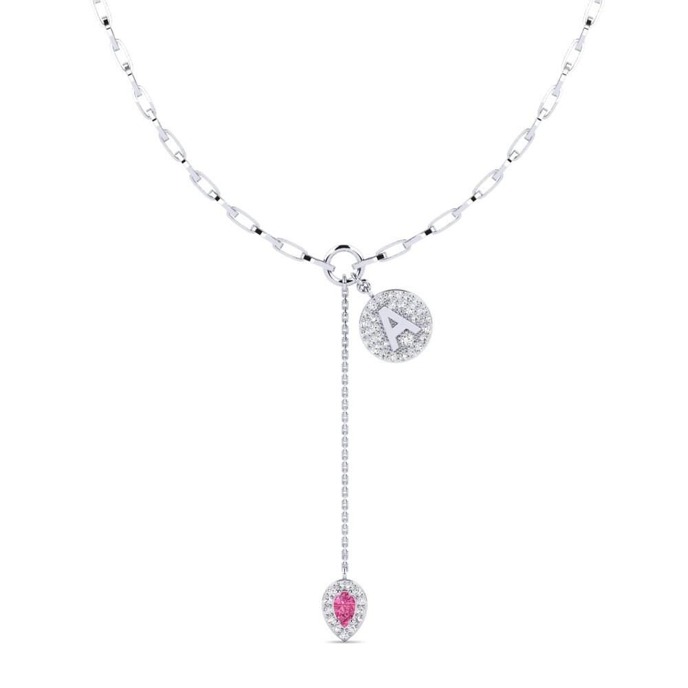 Plata 925 Turmalina rosa Collar de clip Abebochi - A