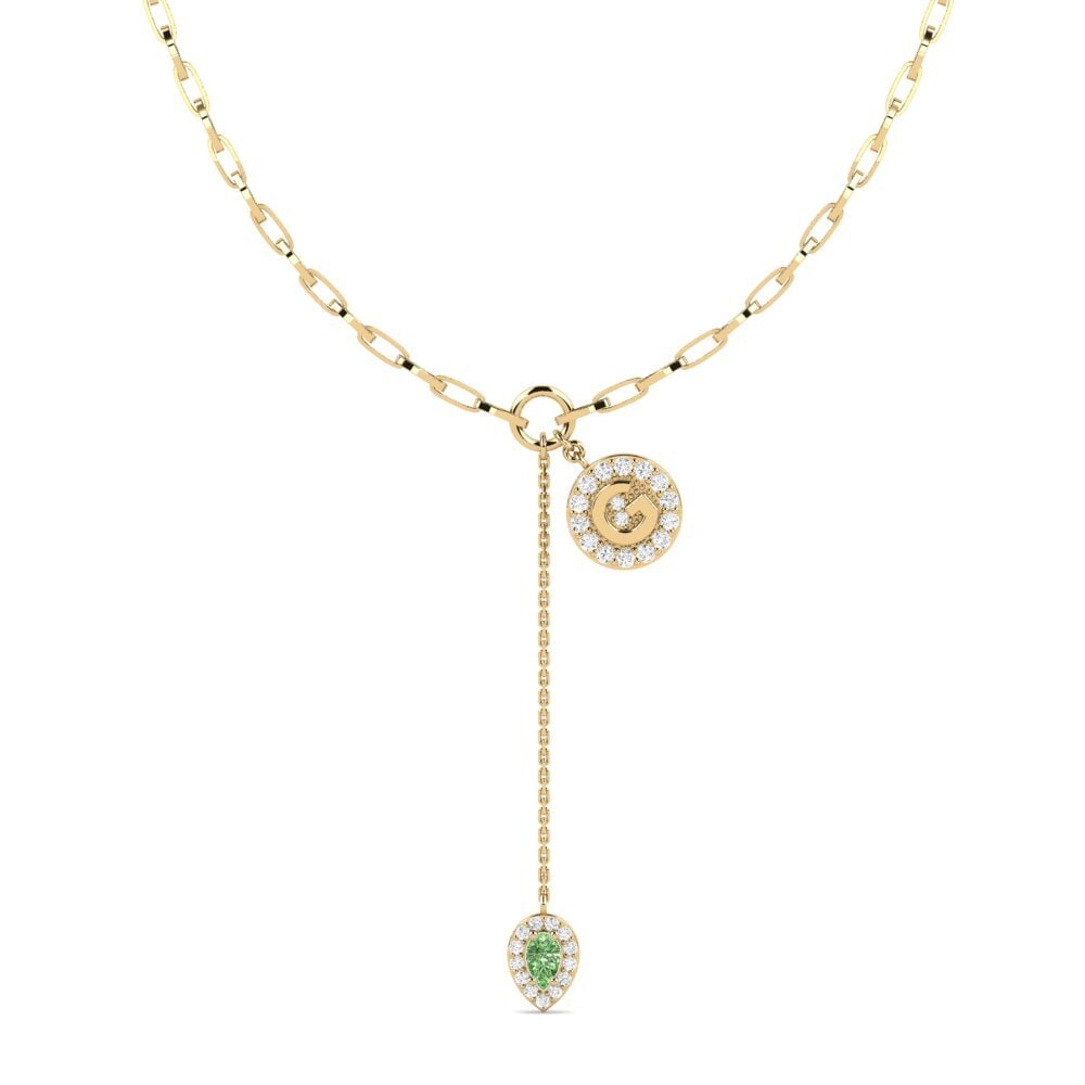 Groene Diamant Paperclip Ketting Abebochi - G