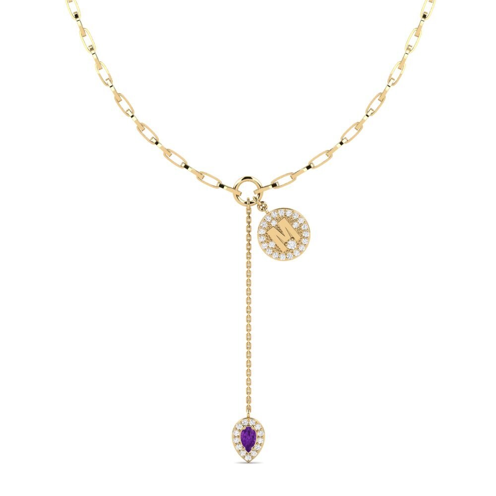 Amethyst Paperclip Necklace Abebochi - M