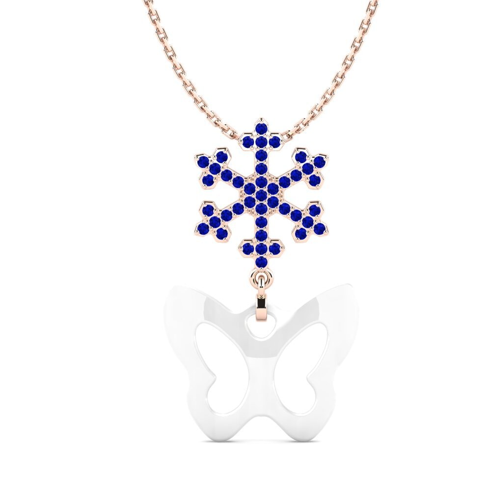 9ct Rose Gold Sapphire Women's Pendant Abeeku
