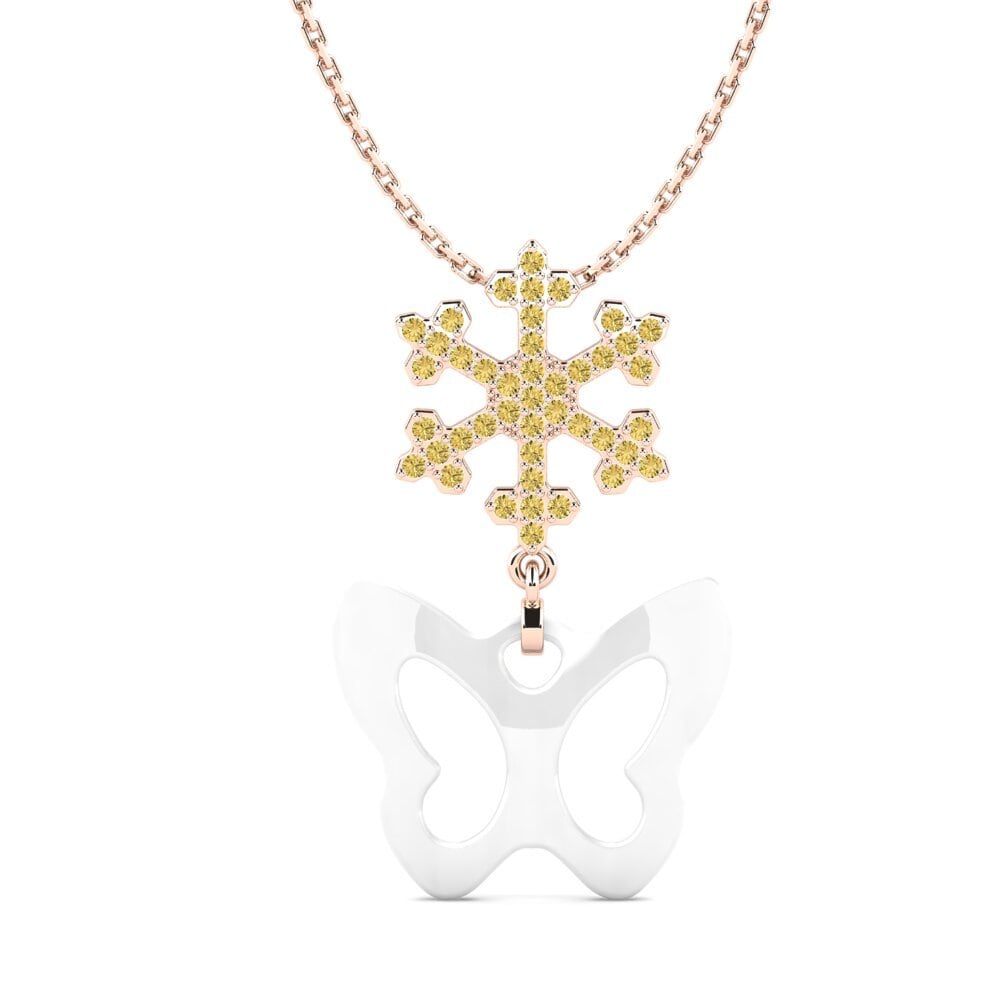 9ct Rose Gold Yellow Diamond Women's Pendant Abeeku