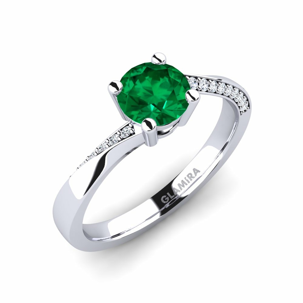 Nhẫn đính hôn Abella 0.8 crt Đá Emerald (Đá nhân tạo)