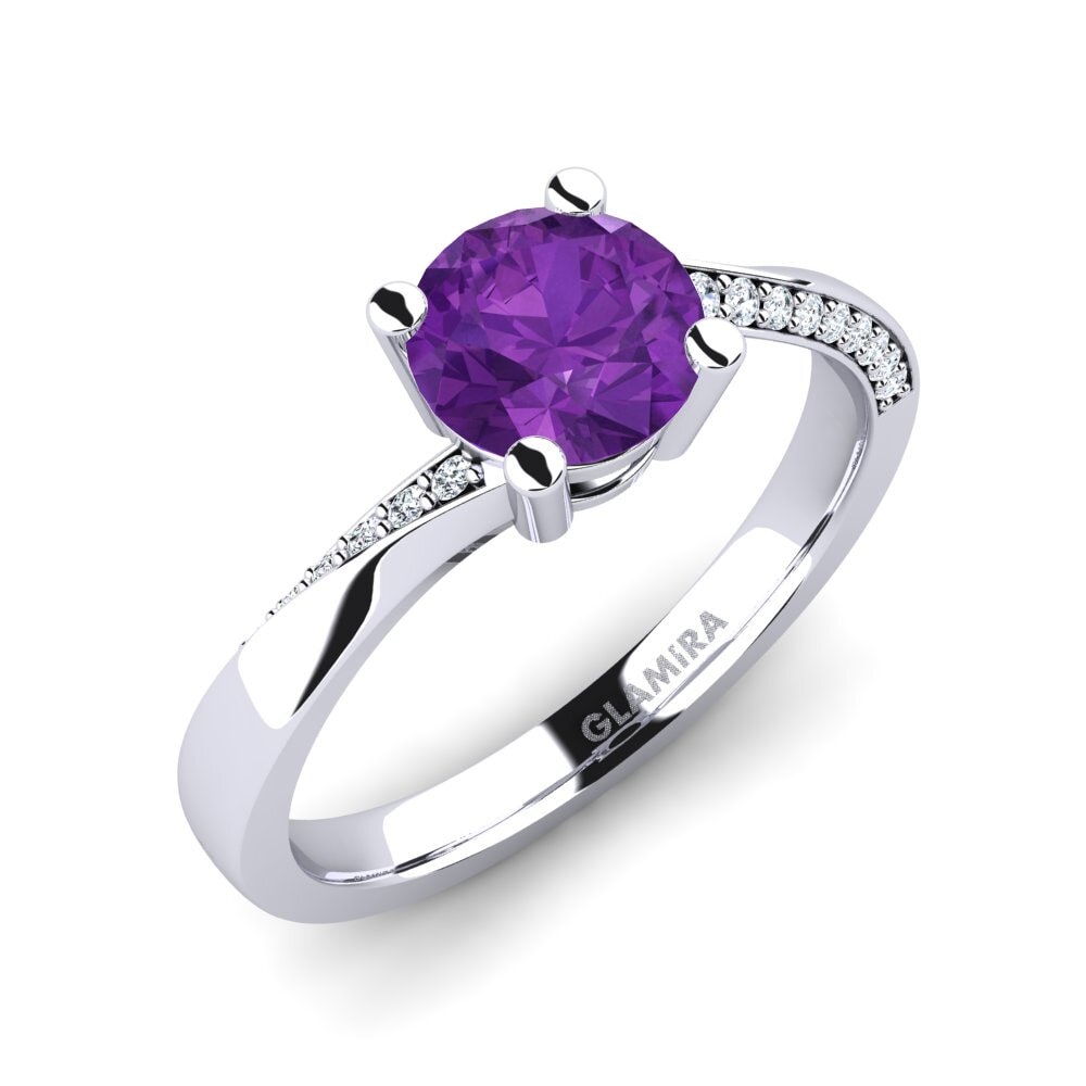 950 Platinum Amethyst Engagement Ring Abella 1.0 crt