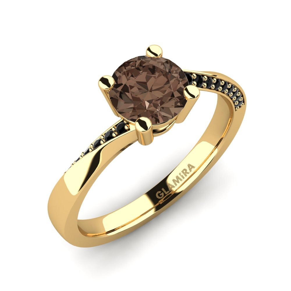 18k Oro Amarillo Cuarzo humo Anillo de compromiso Abella 1.0 crt