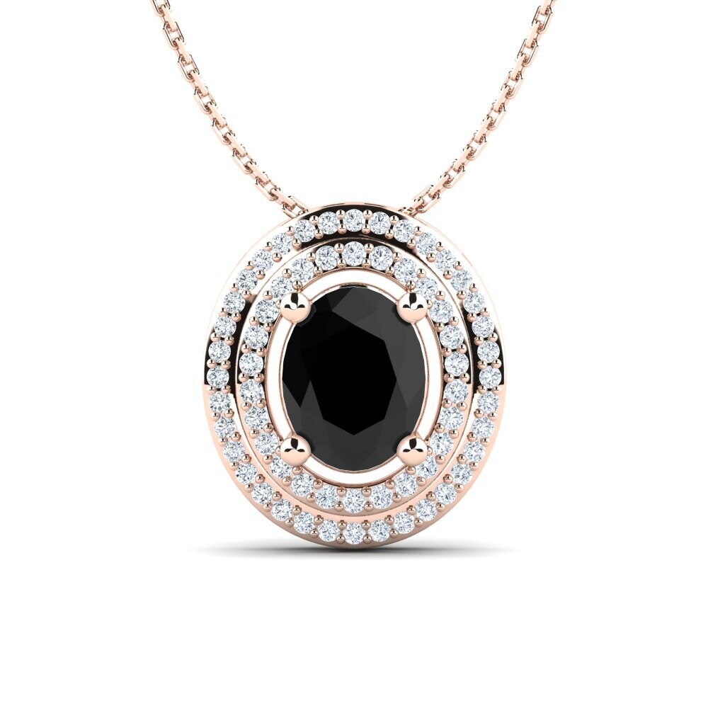 9k Rose Gold Black Onyx Women's Pendant Abellone