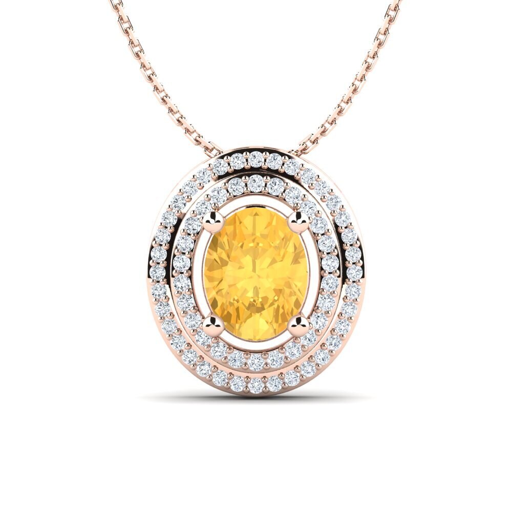 9k Rose Gold Citrine Women's Pendant Abellone