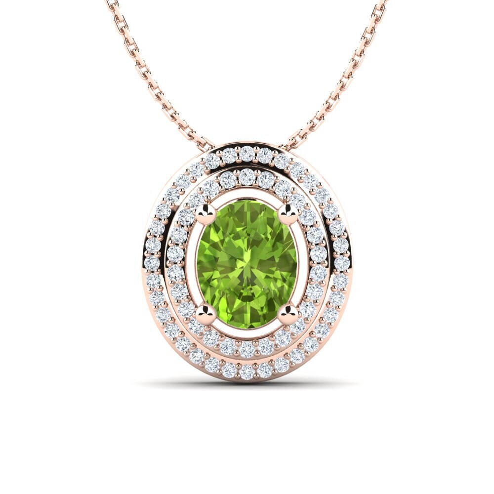 9k Rose Gold Peridot Women's Pendant Abellone