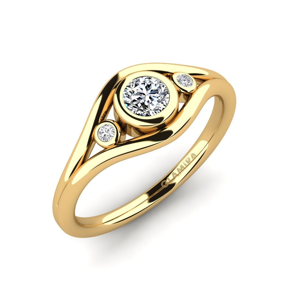 Bague De Fiançailles Or Jaune Flash Avec Zircon – Taille 8, Design Halo Octogone