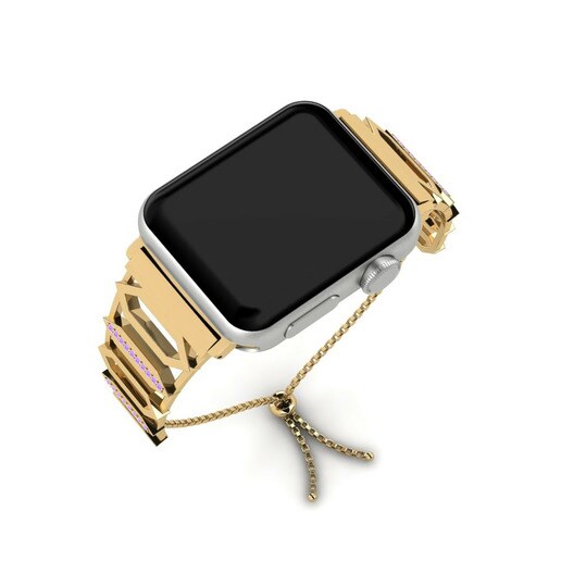 Dây đai Apple Watch® Abience - B Stainless Steel / 585 Yellow Gold & Đá Thạch Anh Tím