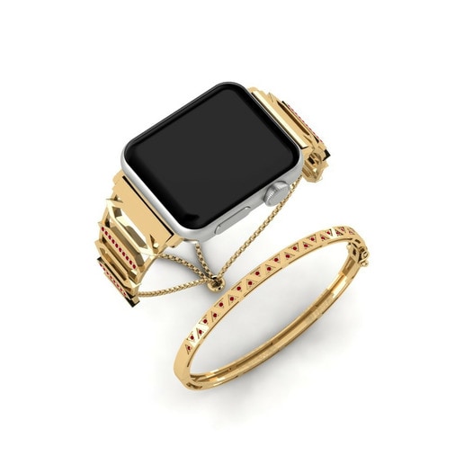 Apple Watch® Abience Set Stainless Steel / 585 Yellow Gold & Đá Swarovski Đỏ
