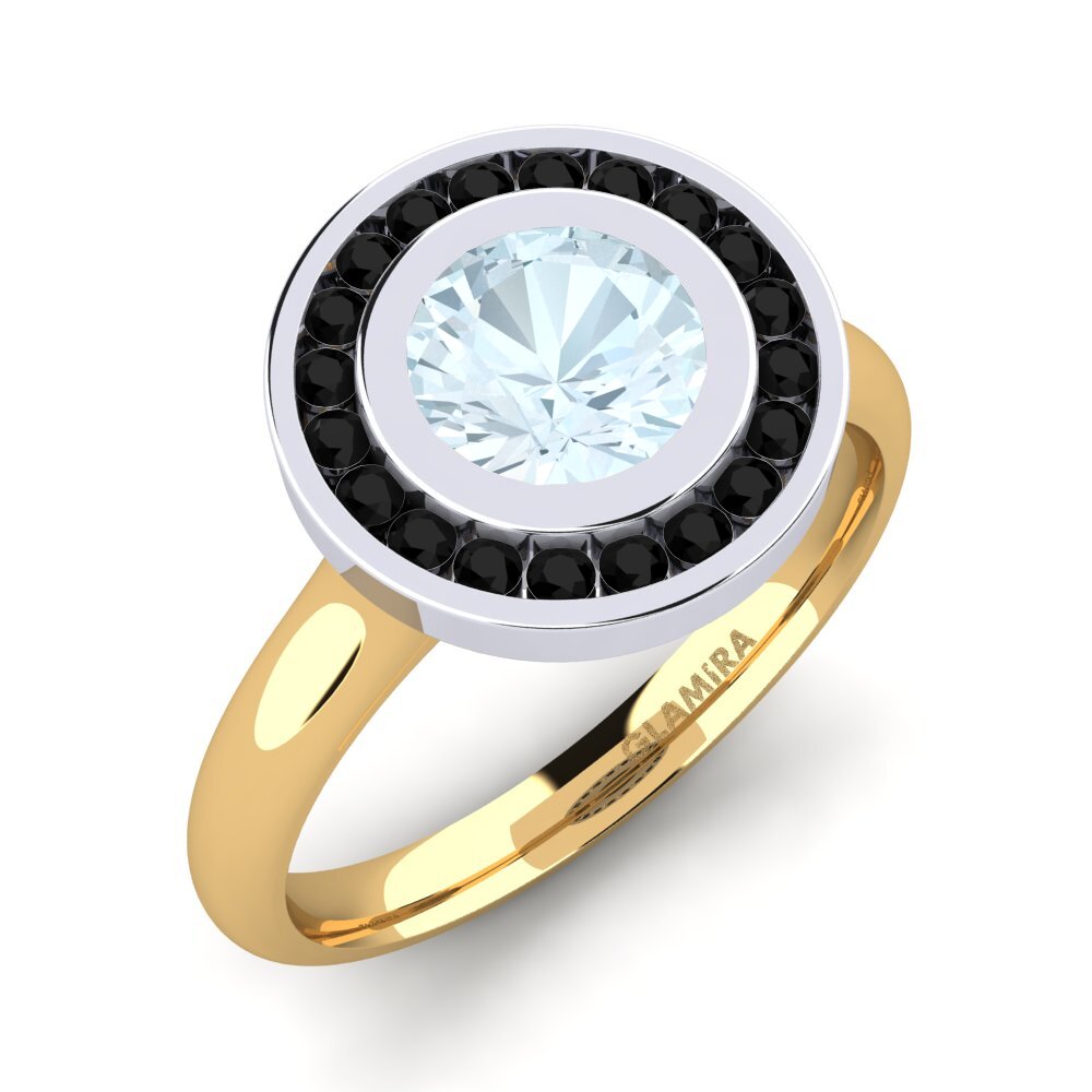 14ct Yellow & White Gold Aquamarine Engagement Ring Abigail