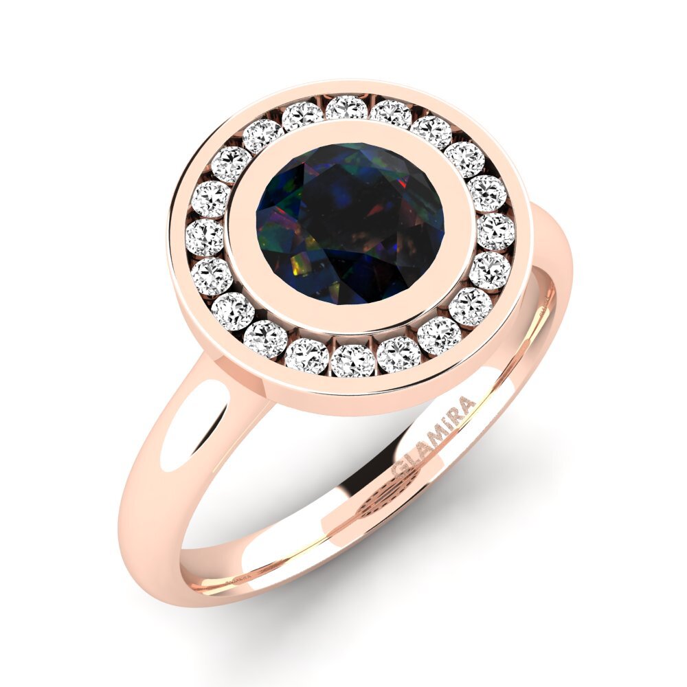 18k Oro Rosa Opalo Negro Anillo de compromiso Abigail