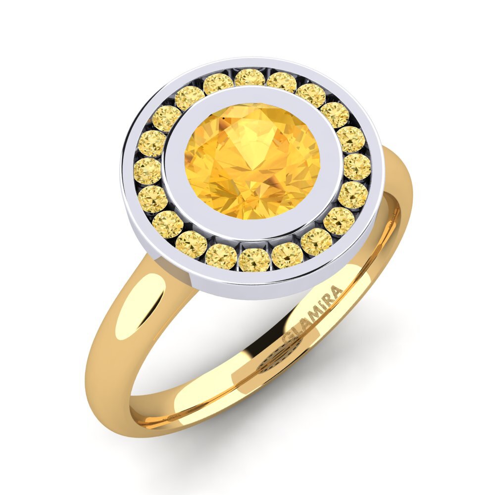 14k Oro Amarillo & Blanco Citrino Anillo de compromiso Abigail