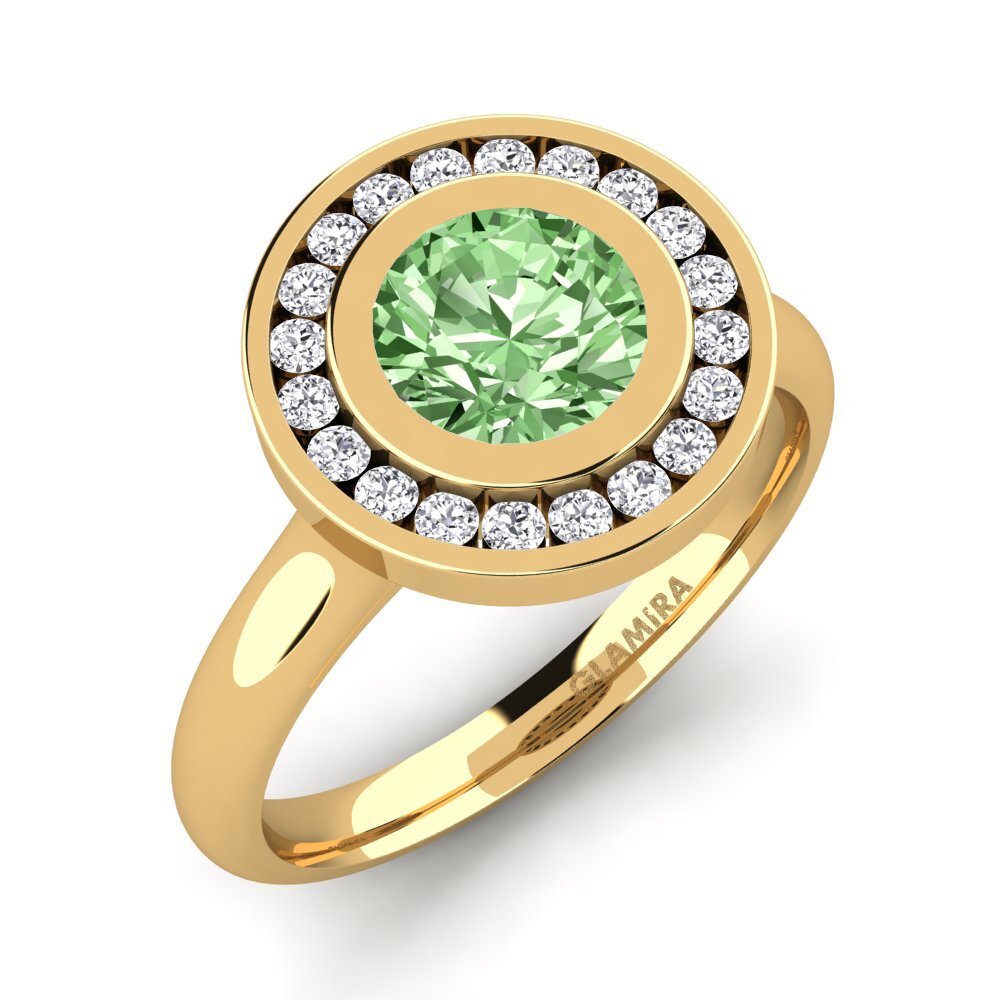 Gelbgold 375 Grüner Diamant Verlobungsring Abigail