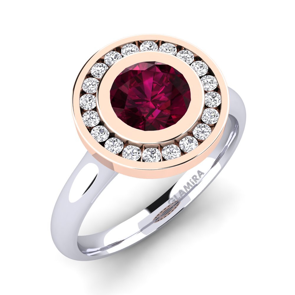 18ct White & Rose Gold Rhodolite Garnet Engagement Ring Abigail