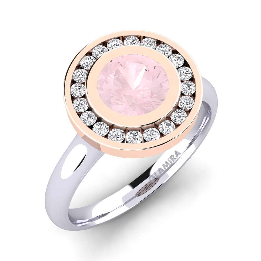 18ct White & Rose Gold Rose Quartz Engagement Ring Abigail