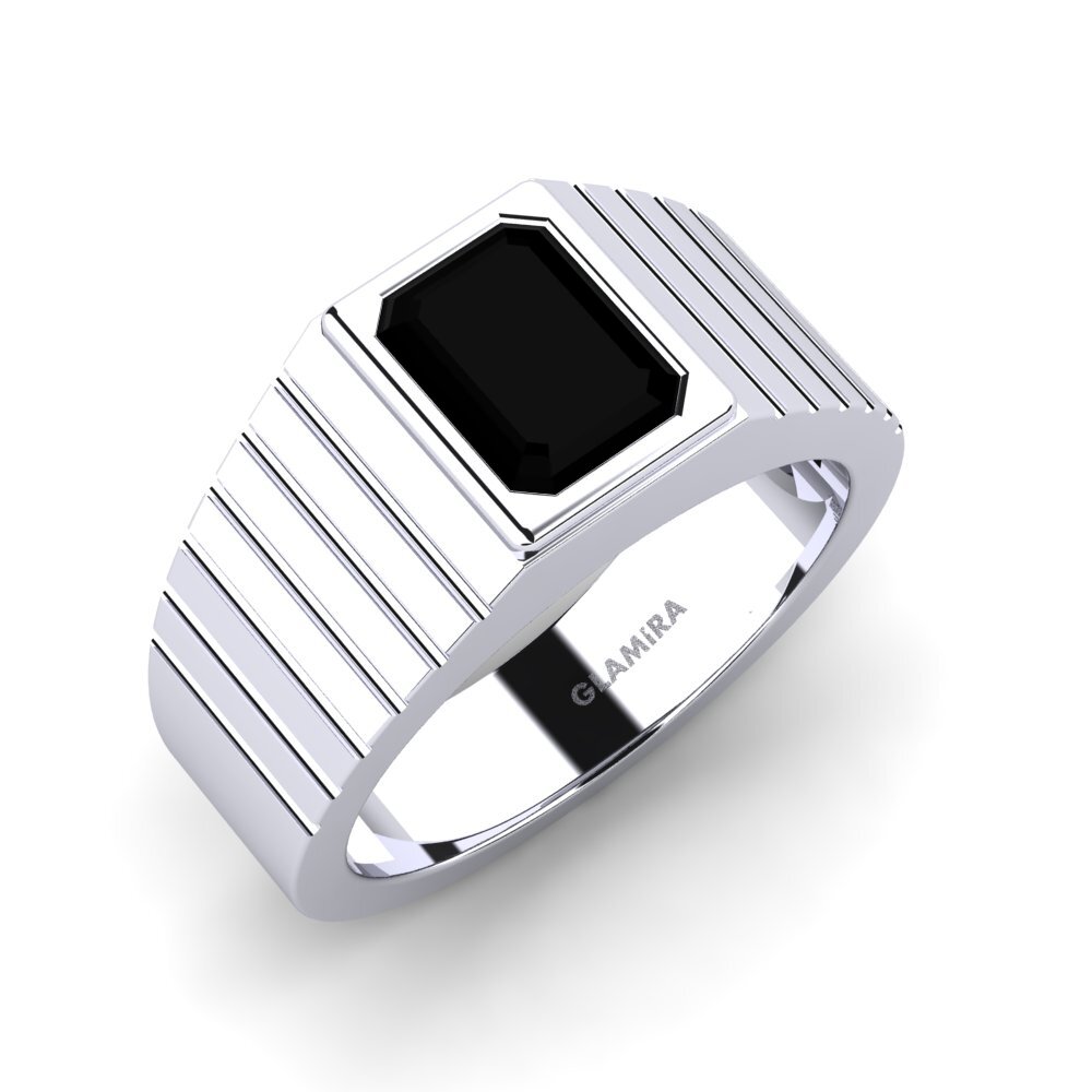 950 Platinum Black Onyx Men's Ring Abreger
