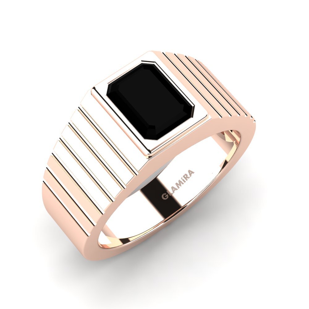 Oro Rosso 375 Diamante Nero Anello da uomo Abreger