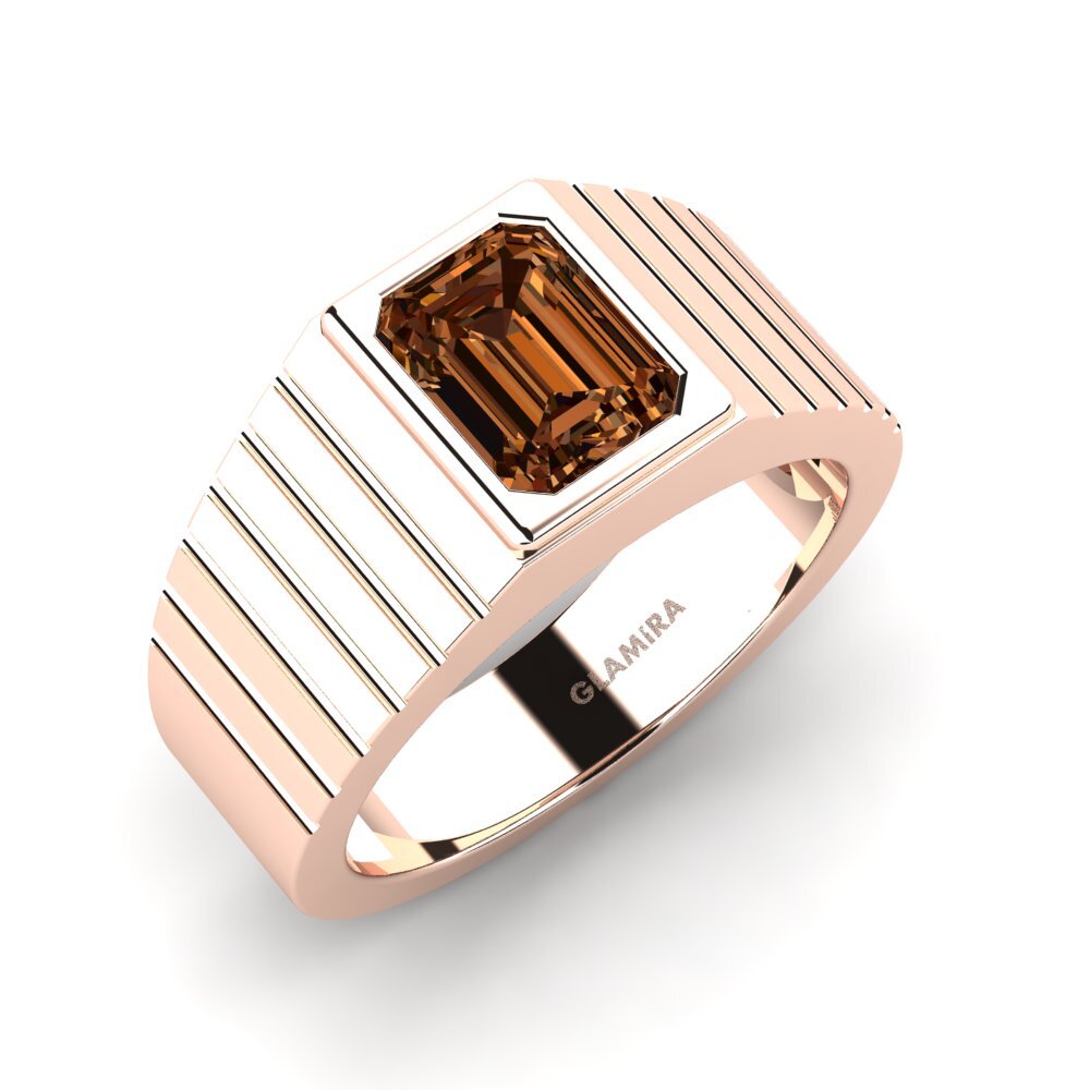 Oro Rosso 750 Diamante Marrone Anello da uomo Abreger