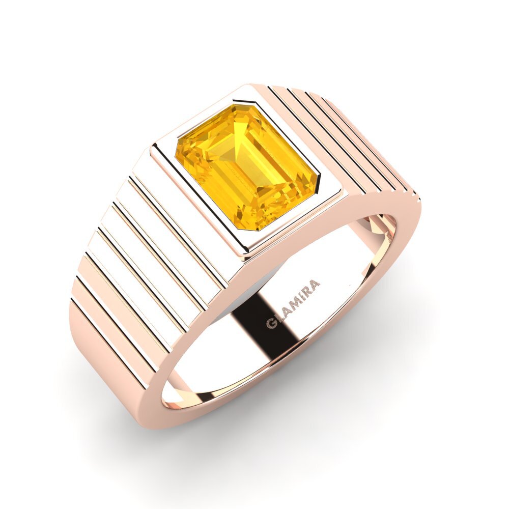 Oro Rosso 585 Citrino Anello da uomo Abreger