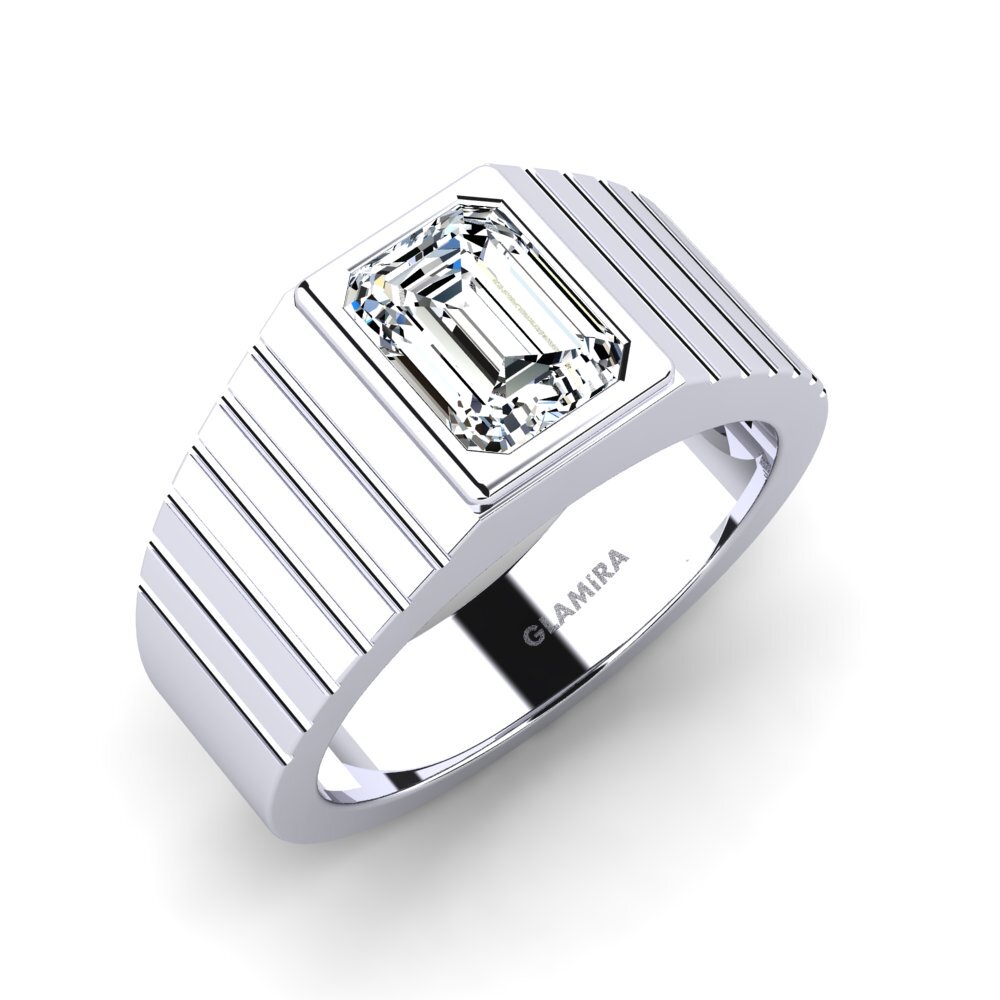 14ct White Gold Zirconia Men's Ring Abreger