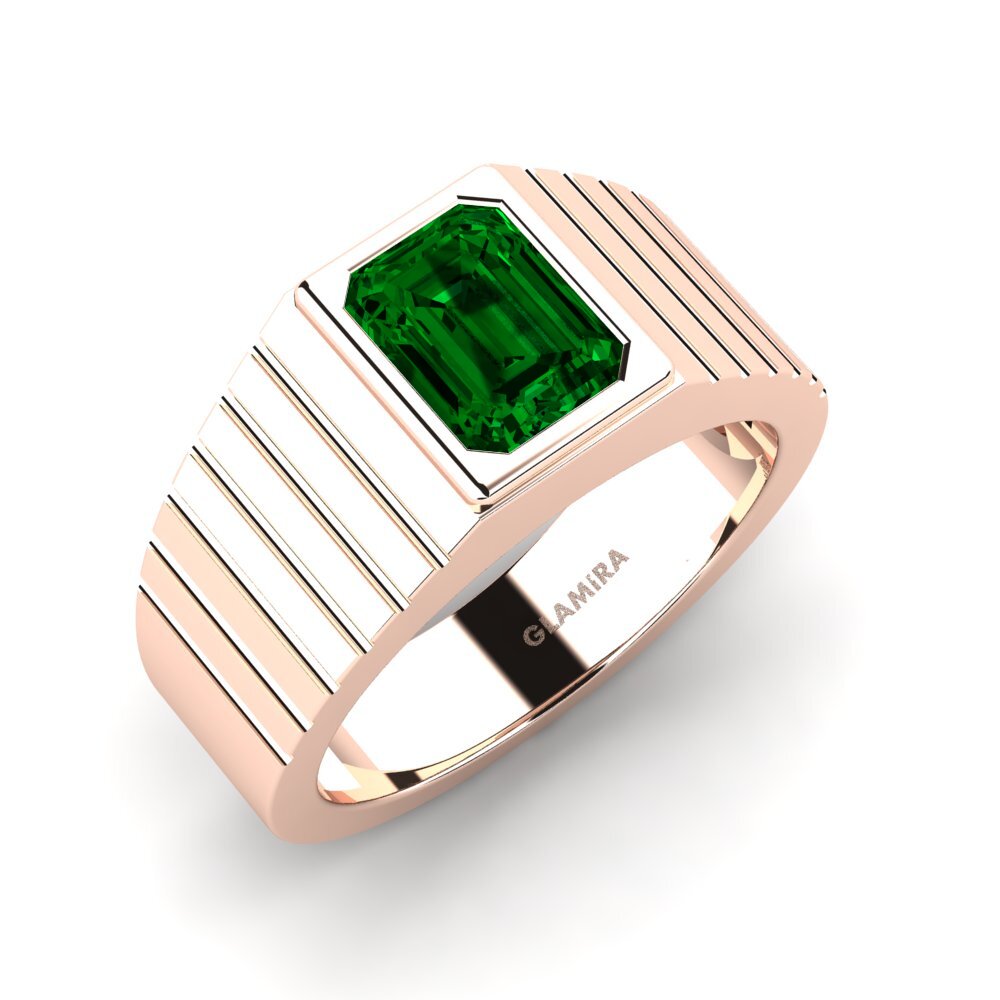Oro Rosso 375 Zircone Verde Anello da uomo Abreger