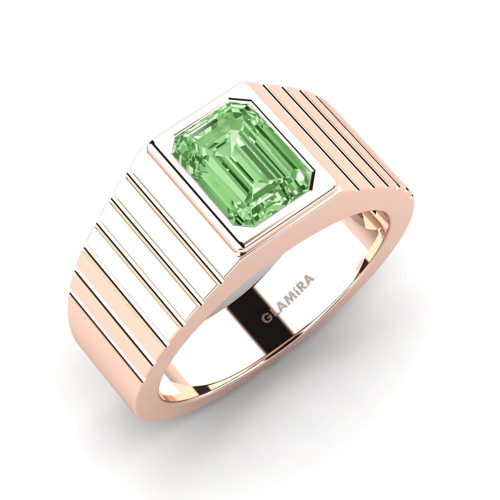 Oro Rosso 375 Diamante Verde Anello da uomo Abreger