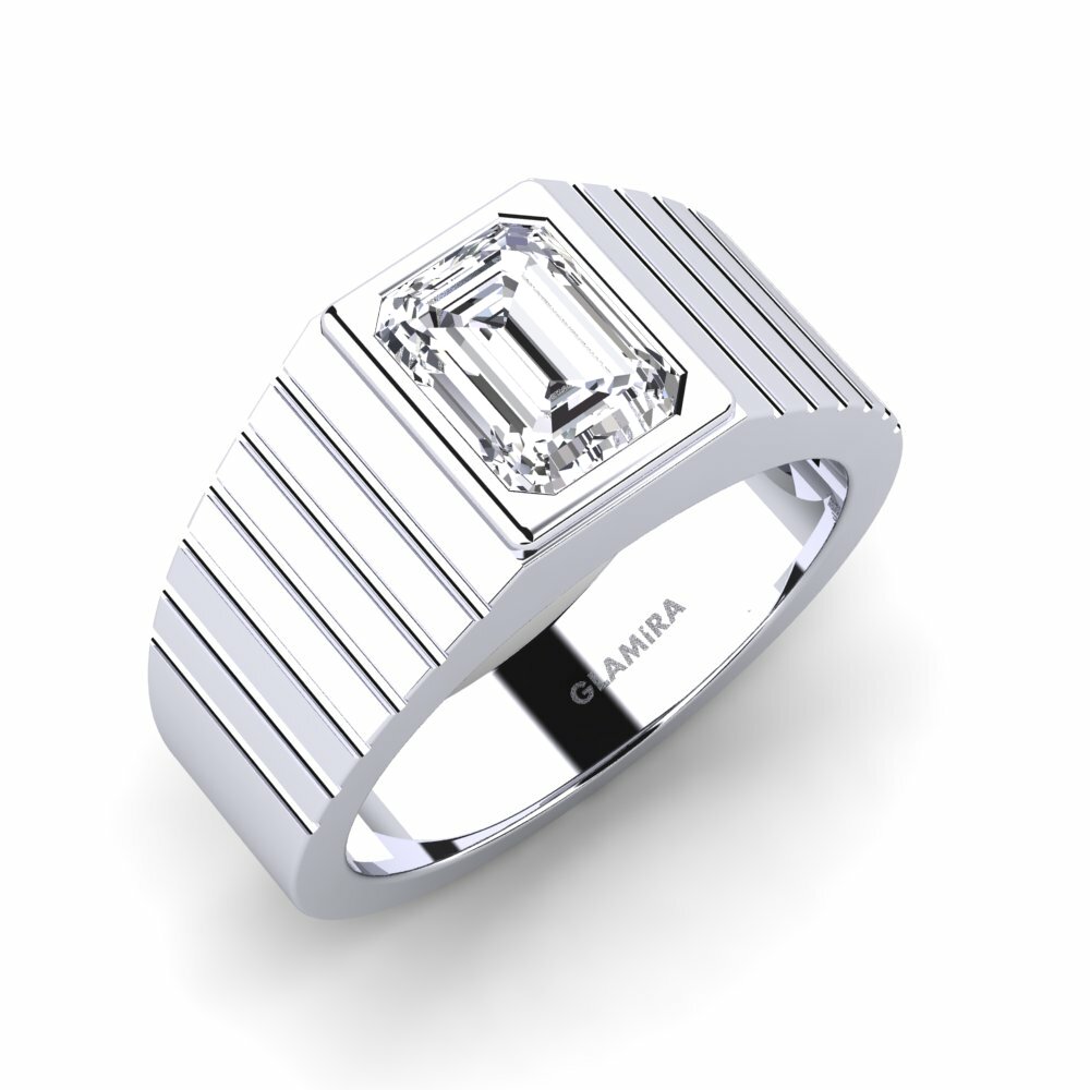 18ct White Gold Lab Grown Diamond Men's Ring Abreger